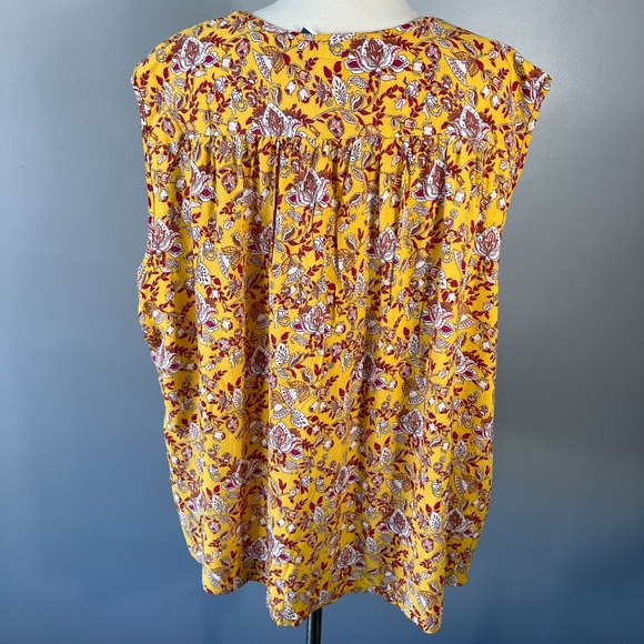 3/$30 Jones New York Womens Yellow Sleeveless Floral Print Pattern Top Size 3X - Picture 7 of 12
